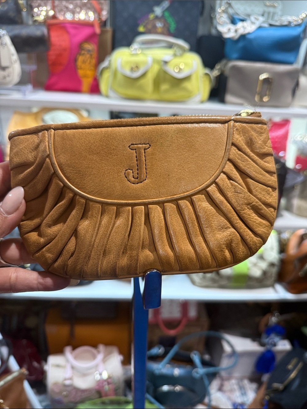 Juicy Couture Vintage Tan Leather Wristlet with Charm Chain - Picture 2 of 5